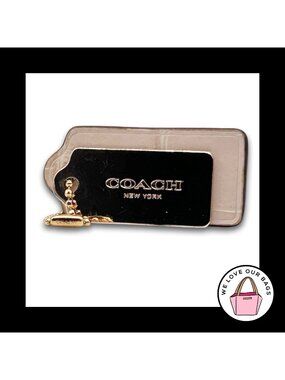 COACH HANG TAG Bag Charm Keychain Fob 2 Piece Set Gold Brass Metal Croc Leather